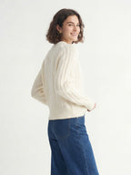 Cable knit crew neck sweater