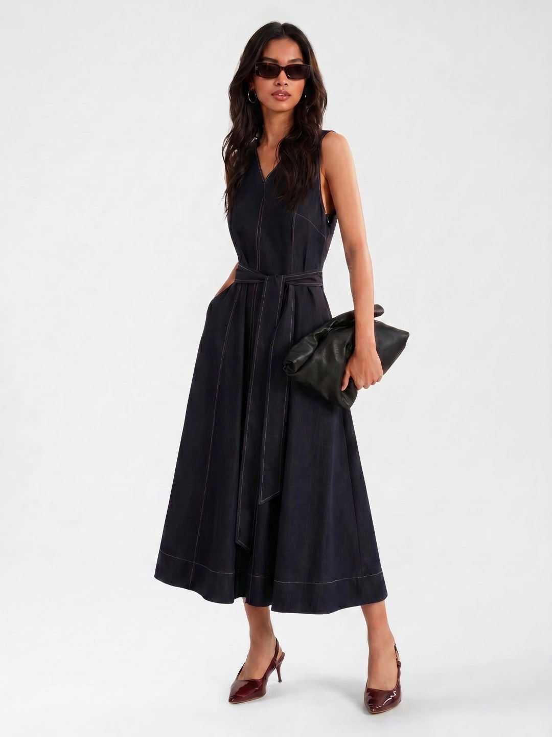 Denim Fit and Flare Dress Main image