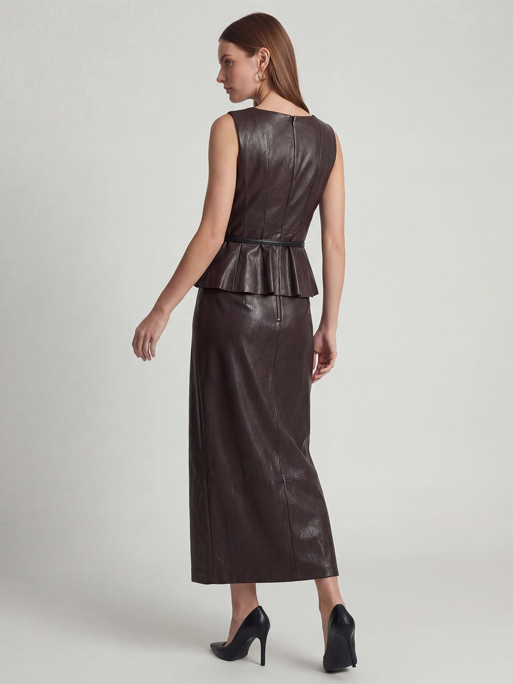 Chic Minimalist Patchwork Faux Leather Top