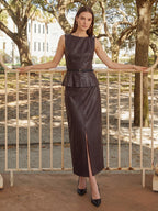 Chic Minimalist Patchwork Faux Leather Top