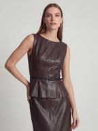 Chic Minimalist Patchwork Faux Leather Top