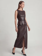 Chic Minimalist Patchwork Faux Leather Top