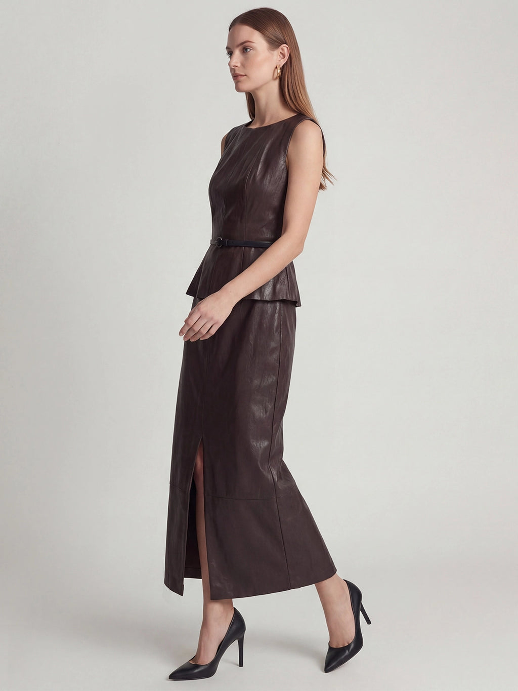 Chic Minimalist Patchwork Faux Leather Top