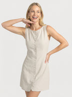 Color-blocked Linen Dress