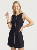 Color-blocked Linen Dress