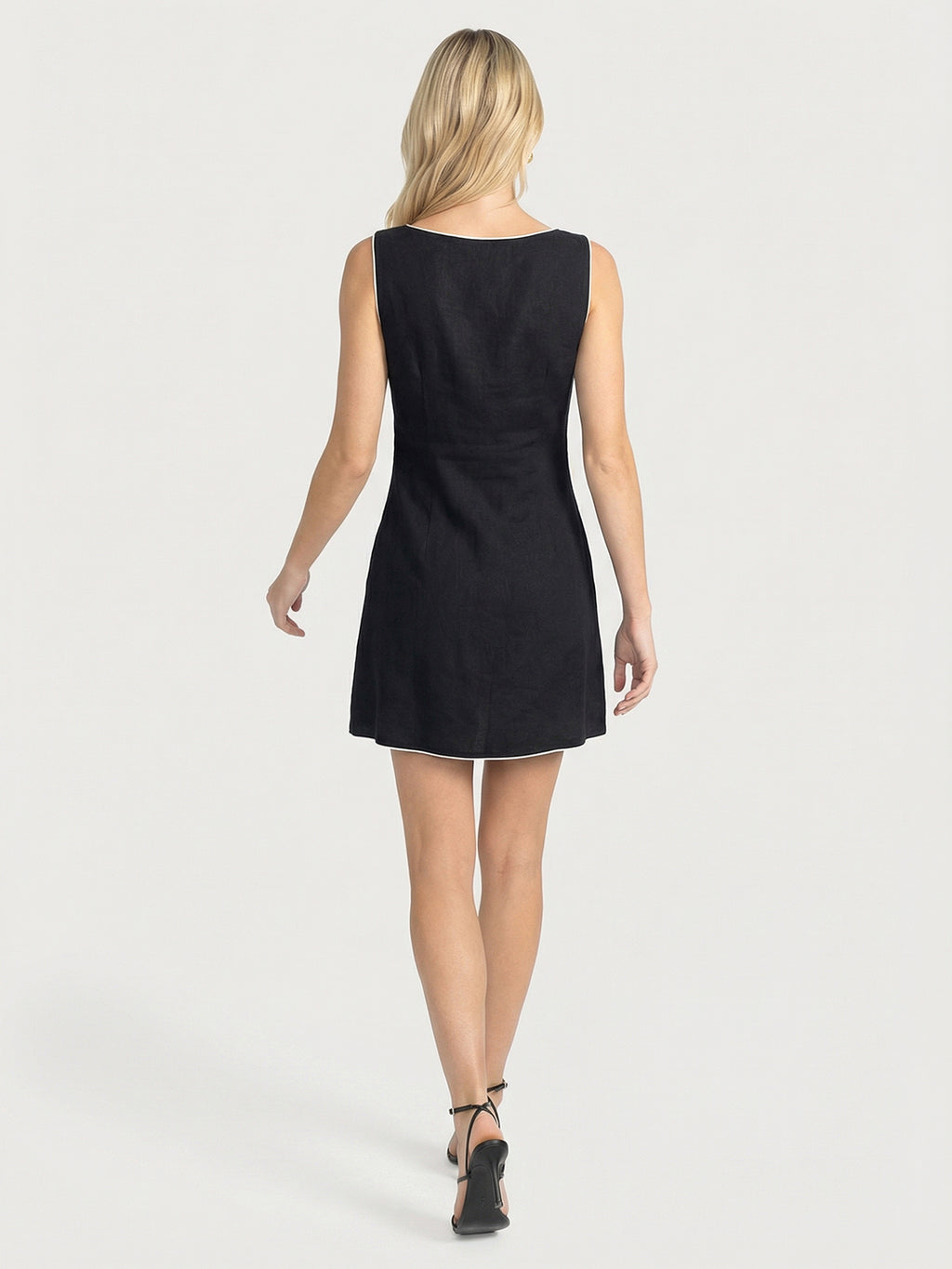 Color-blocked Linen Dress