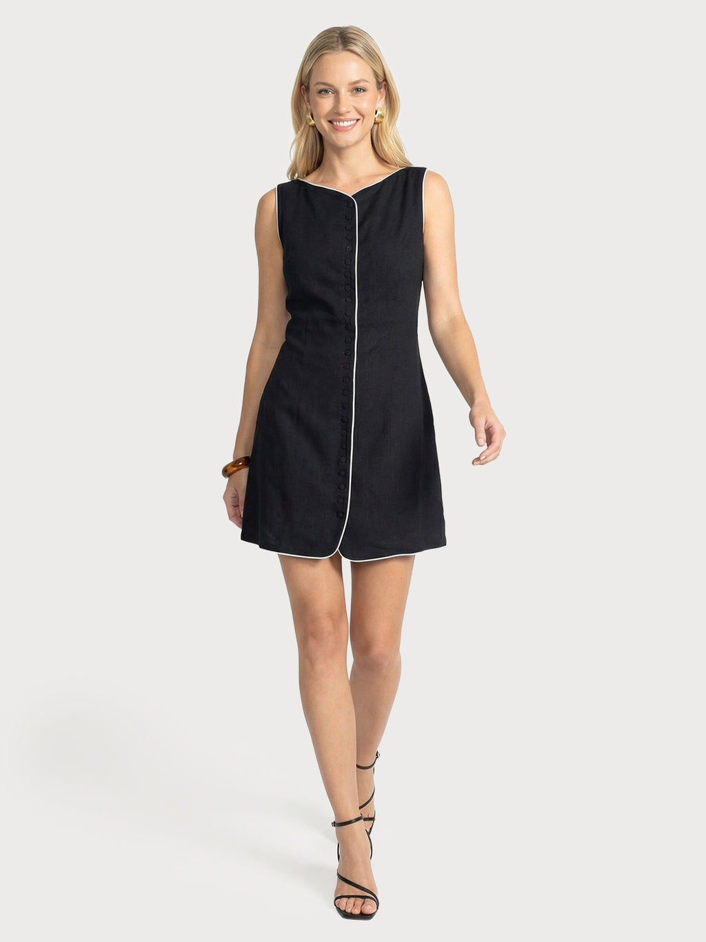 Color-blocked Linen Dress