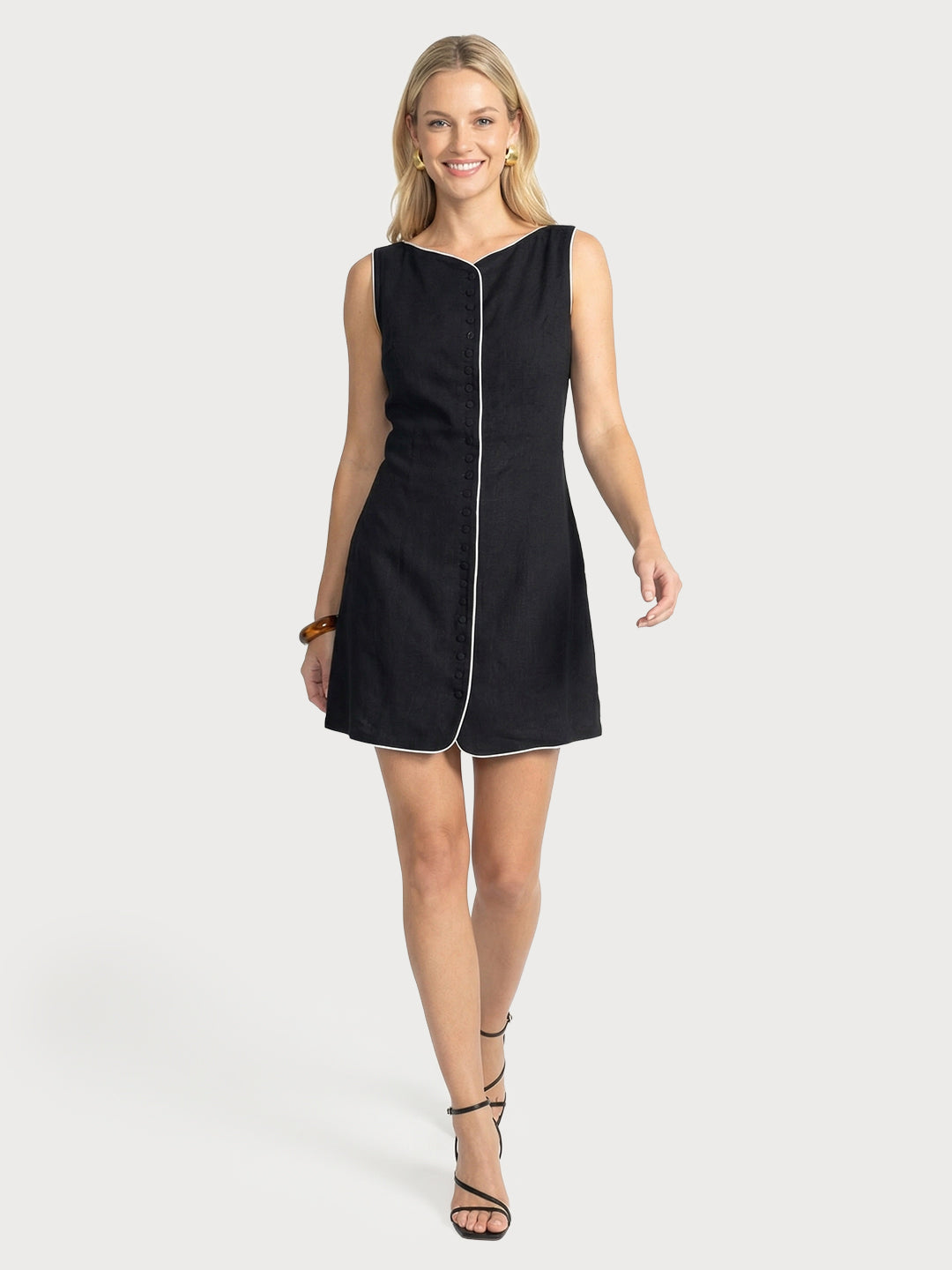 Color-blocked Linen Dress