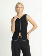 Color-blocked Linen Vest