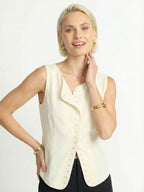 Color-blocked Linen Vest
