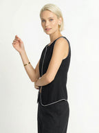 Color-blocked Linen Vest