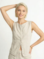 Color-blocked Linen Vest