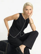 Color-blocked Linen Vest