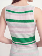 Color Stripe Ribbed Sleeveless Midi Dress
