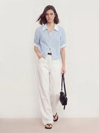 Two-way Zip Stripe Relaxed Shirt