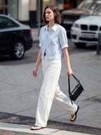 Two-way Zip Stripe Relaxed Shirt