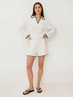 Contrast Embroidered Trim Sweatshirt