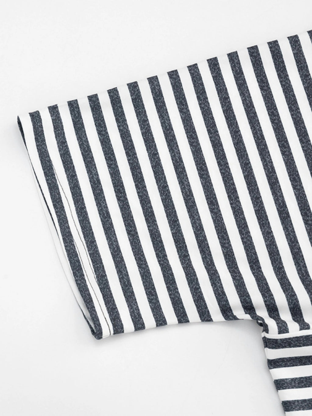 Contrast Trim Plunging Striped Crop Top