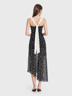 Cowl Neck Georgette Polka Dot Dress