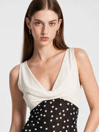 Cowl Neck Georgette Polka Dot Dress