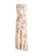 Cowl Neck Rose Print Maxi Dress