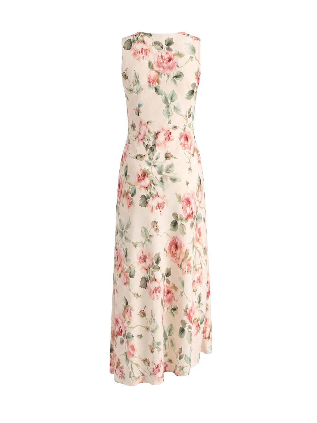 Cowl Neck Rose Print Maxi Dress