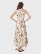 Cowl Neck Rose Print Maxi Dress