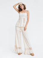 Crochet Eyelet Lace Peplum Cami Top
