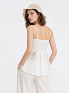Crochet Eyelet Lace Peplum Cami Top