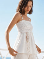 Crochet Eyelet Lace Peplum Cami Top