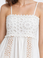 Crochet Eyelet Lace Peplum Cami Top