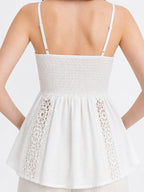 Crochet Eyelet Lace Peplum Cami Top