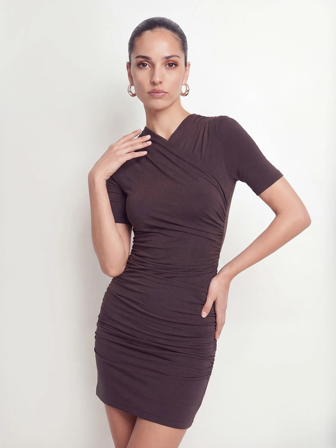 Cross Over Ruched Mini Dress Main image