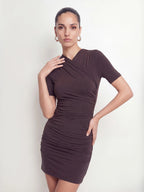 Cross Over Ruched Mini Dress