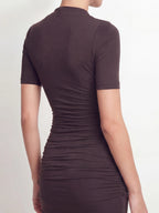 Cross Over Ruched Mini Dress