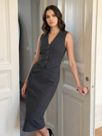 Mock Two-piece Vest-effect Bodice Dress