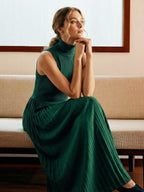 Sleeveless sweater patchwork long dress