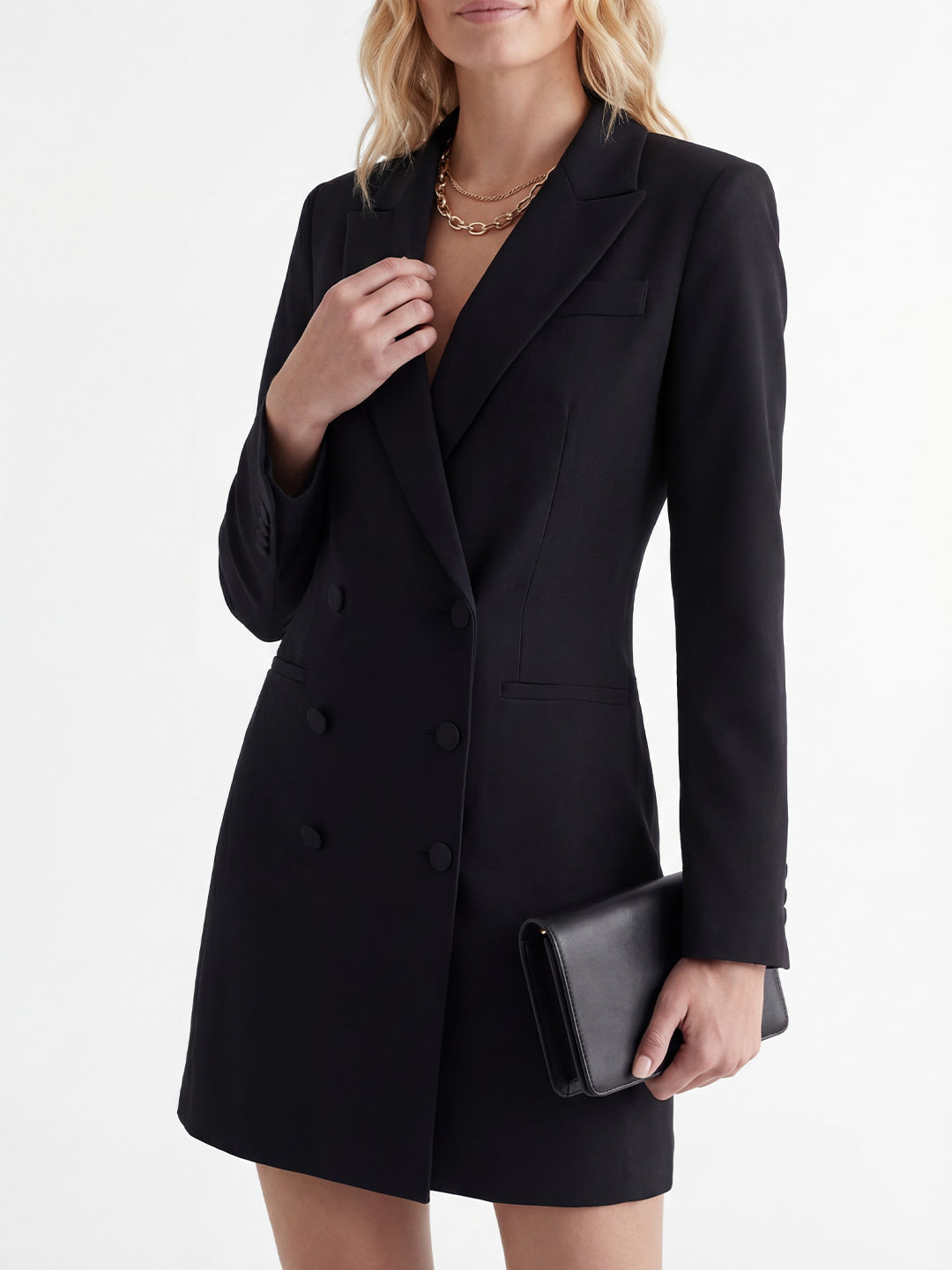 Double-breasted mini suit dress