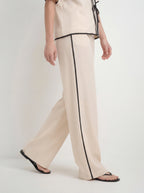Effortless Linen Contrast Piping Co-ord Set
