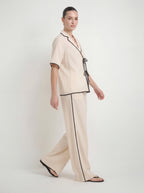 Effortless Linen Contrast Piping Co-ord Set