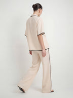 Effortless Linen Contrast Piping Co-ord Set