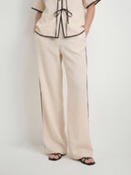 Effortless Linen Contrast Piping Co-ord Set