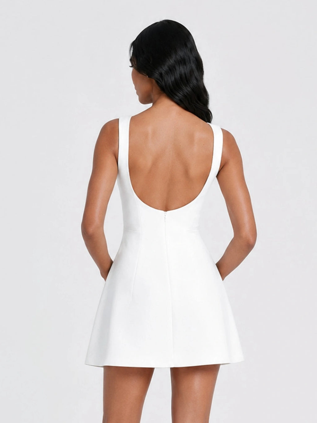 Elegant Boat Neck A-Line Mini Dress