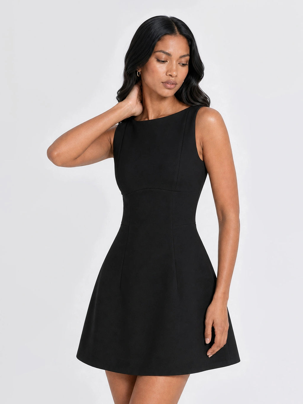Elegant Boat Neck A-Line Mini Dress