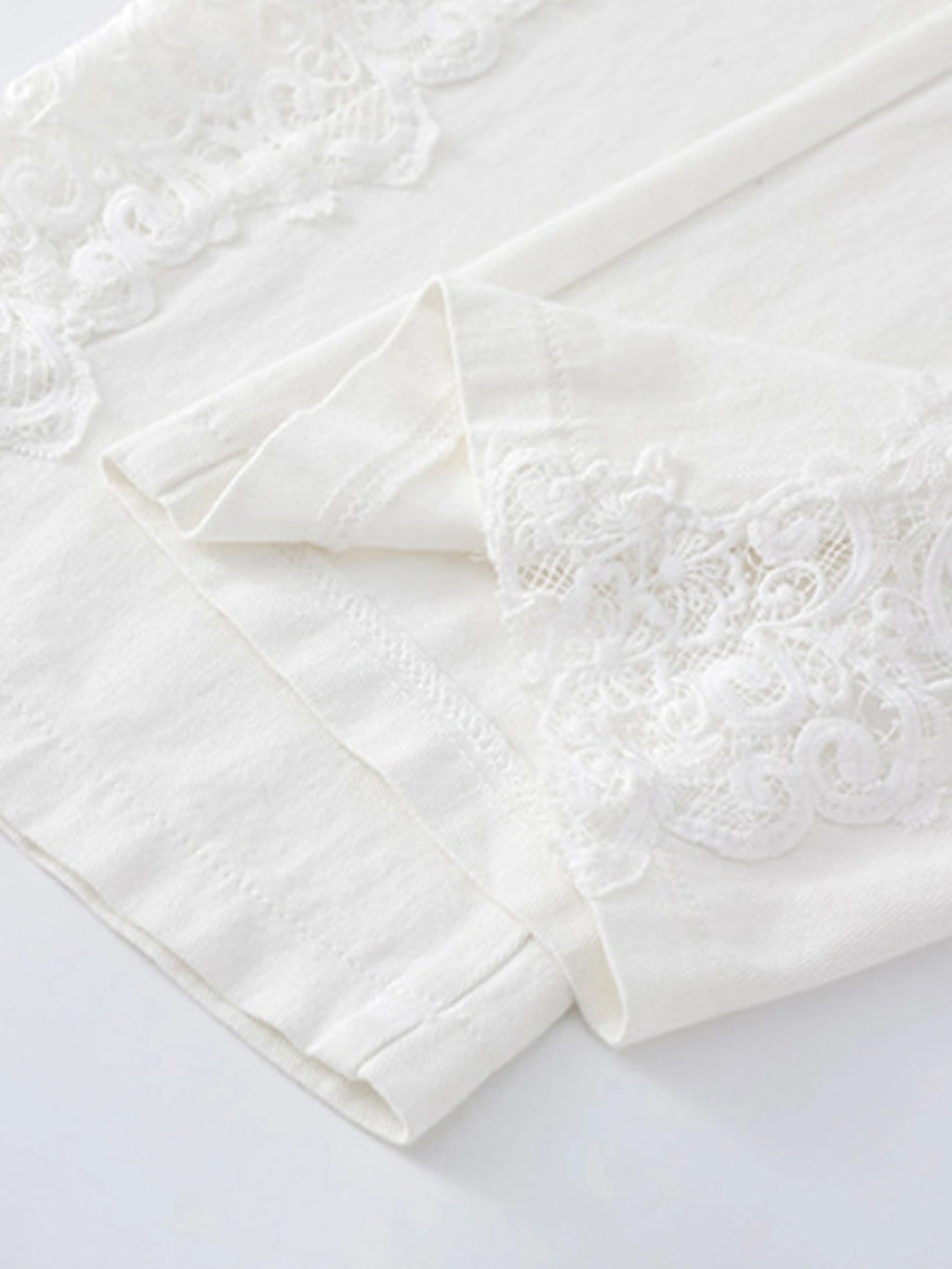 Eyelet Patchwork Cotton Wide-Leg Pants