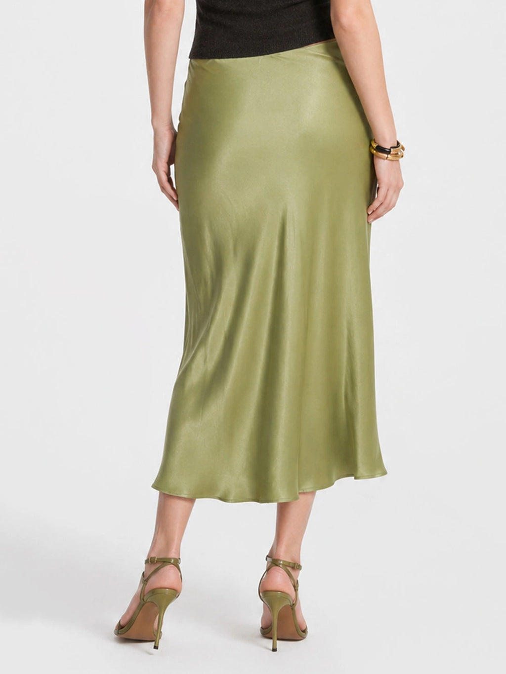 Elegant Satin Fluid Midi Skirt