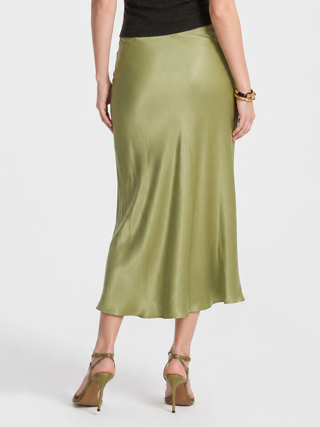 Elegant Satin Fluid Midi Skirt