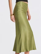 Elegant Satin Fluid Midi Skirt