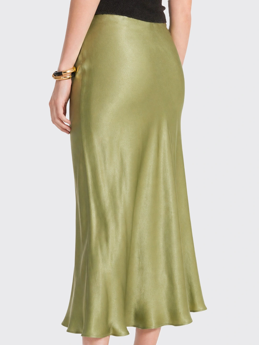 Elegant Satin Fluid Midi Skirt