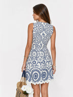 Geometric Print Scallop Mini Dress